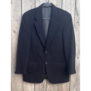 Vintage Holt Renfrew Wool Angora Black Suit Jacket Blazer Sporty 40R (Meas) EUC
